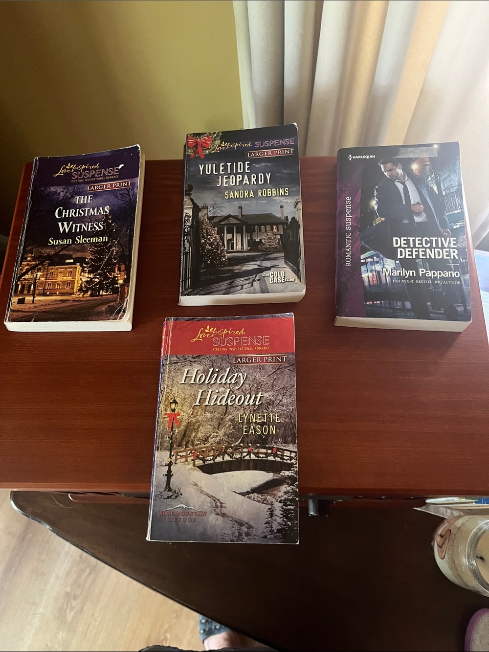 4 Love Inspired SUSPENSE paperbacks by Harlequin 3 Christmas theme large print